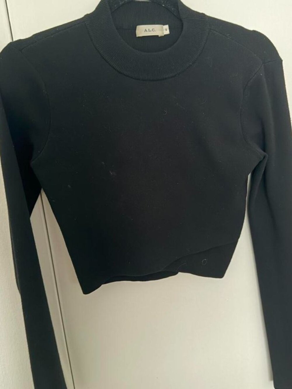 A.L.C. Black Cropped Long Sleeve Top Sz S Luxury